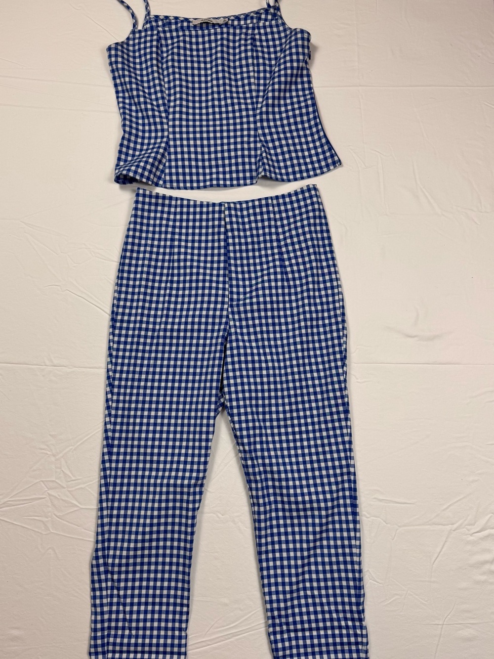 Blue & White Gingham Two-Piece Picnic  Summer Barbie Retro Matching Set Medium